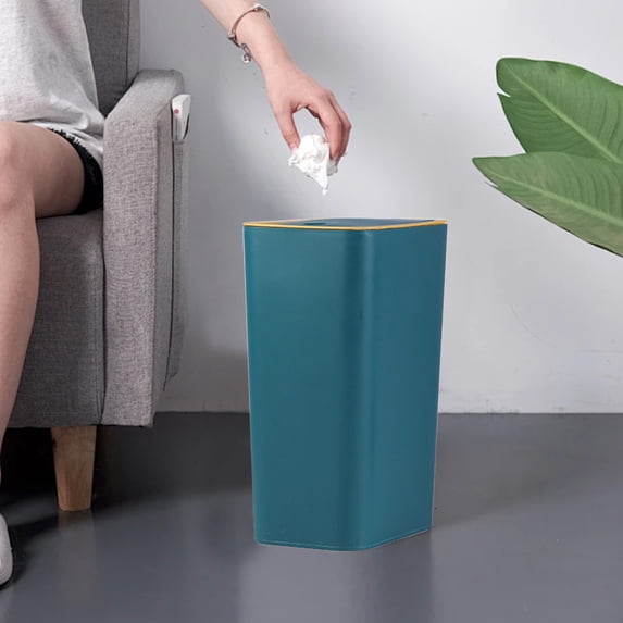 Gnmfd Bathroom Trash Can with Press Lid Popup Wastebasket, Odor Lock Garbage Bin with Compact Space Saving Design for Bathroom Bedroom Kitchen Living Room, Bathroom Storage Organizer and Storage