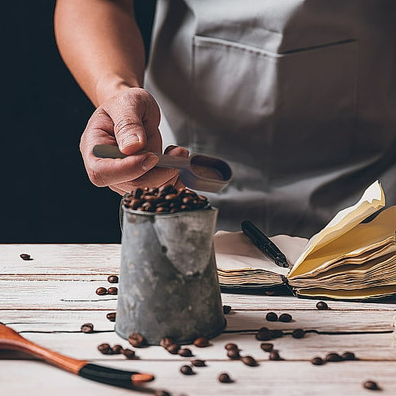 Gnmfd Beech Wooden Coffee Spoon, Long Handle Measuring Scoop for Ground Coffee, Tea, Sugar, Flour, Spices, Reusable Kitchen Utensil for Cooking, Baking, Home and Office Use