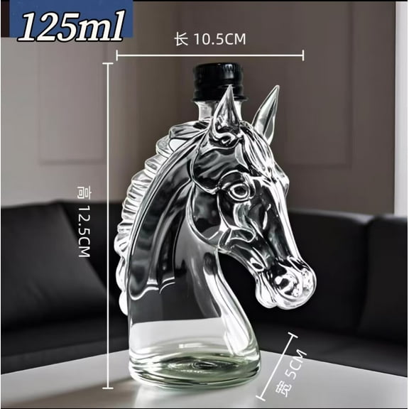 Gnmfd Borosilicate Glass Horse Head Whiskey Bottle Unique Decanter for Home Bar Spirits Display Elegant Decorative Gift Holiday Party Drinks Serving