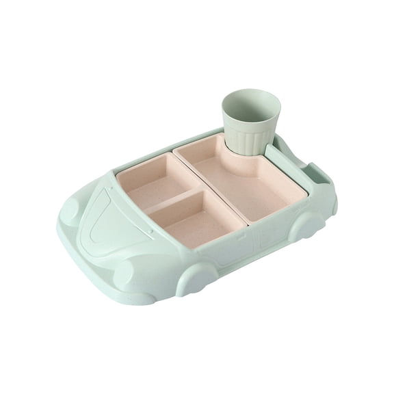 Gnmfd Car Shaped Food Tray Fiber Divided Tableware Set Multi Grid Plate with Cup Bowl for Home Dining Travel Picnic Lunch Snack Use