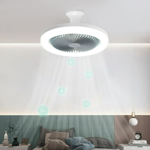 Gnmfd Ceiling Fan with Lights Enclosed Low Fan Light with E27 Lamp Semi Flush Mount, LED Fan Light Fixture Quiet Motor Energy Saving Eye Friendly for Bedroom Living Room Home