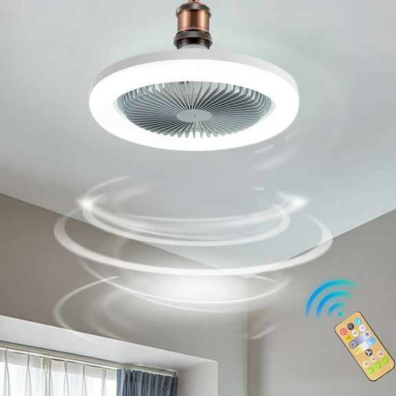 Gnmfd Ceiling Fan with Lights Enclosed Low Profile Fan Light Semi Flush Mount, Hidden LED Fan Light Fixture, Quiet Motor Energy Saving Eye Friendly for Bedroom Living Room Home