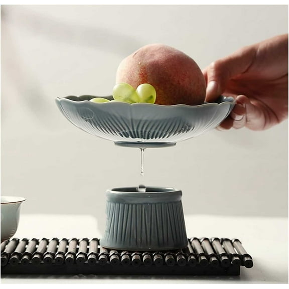 Gnmfd Ceramic Fruit Bowl Dessert Pedestal Bowl for Kitchen Table, Indoor Table Serving Dish for Fruits Snacks Party Use, Elegant Home Entertaining Centerpiece