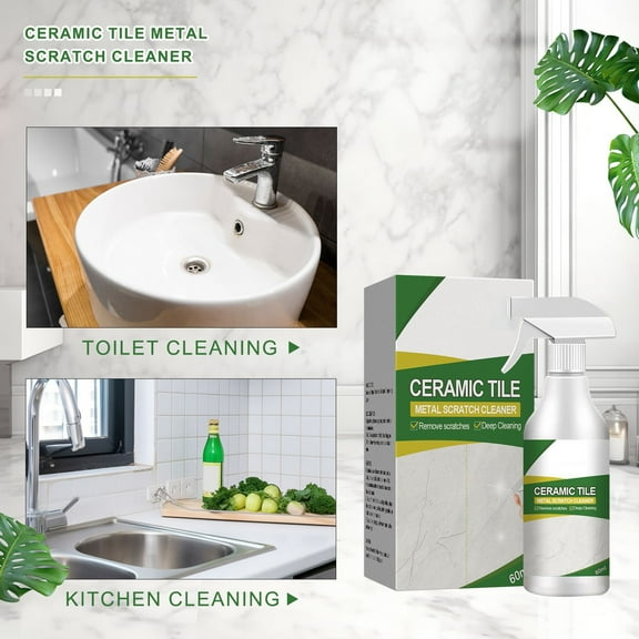Gnmfd Ceramic Tile Metal Scratch Cleaner Stains Remover, Strong Cleaning Solution for Tiles and Metal Surfaces, Safe Household Scrubber for Kitchen, Bathroom