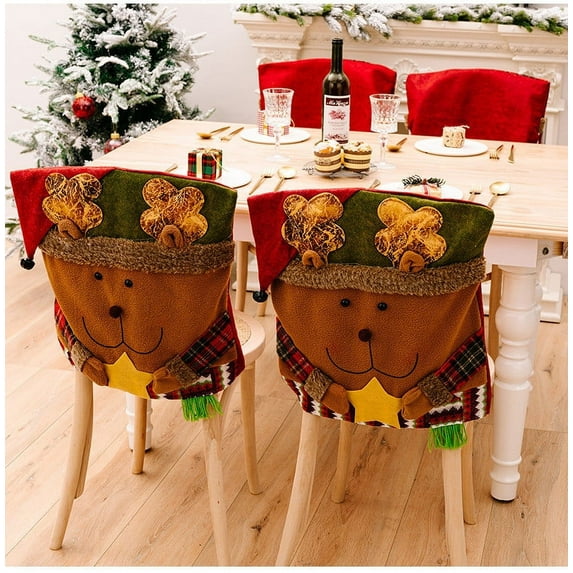 Gnmfd Christmas Chair Cover Red Santa Snowman Back Slipcover for Dining Chairs Holiday Party Banquet Home Decorations Blanket Storage Throw Blanket Blanket Basket Christmas Decor