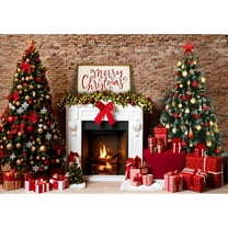 Gnmfd Christmas Door Frame Background Cloth 5.9'x5.9' Holiday Party Photography Backdrop Washable Non-Reflective Seamless Wall Decor Seasonal Curtain Table Banner Blanket Storage