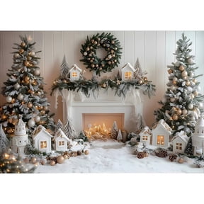 Gnmfd Christmas Door Frame Background Cloth 59"x70" Holiday Photography Backdrop Party Decoration Wall Curtain for Home Office Event Photo Shoot Seasonal Decor Blanket Chest