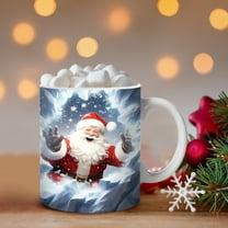 Gnmfd Christmas Inflated Snowman Mug, Santa Press Puffy Coffee Cup 15oz 11oz Ceramic Mug for Holiday Kitchen, Christmas, Winter Coffee, Tea, Hot Chocolate Collection
