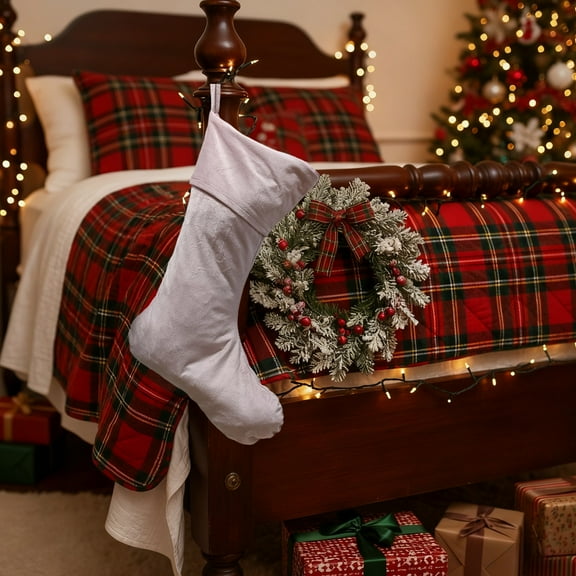 Gnmfd Christmas Stockings Velvet Soft Hanging Socks, Holiday Tree Decoration for Winter Festive Ambience, Decorative Gift Holder for Home, Mantel, Fireplace, Party Decor