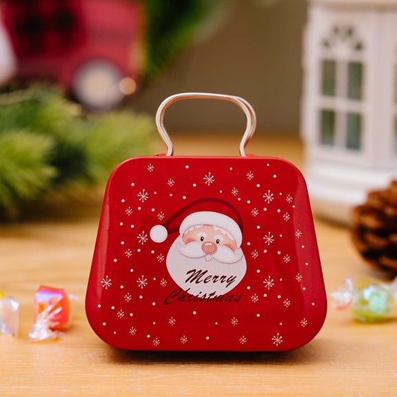 Gnmfd Christmas Tin Candy Box Holiday Gift Box for Candy Cookies Small Treats, Festive Party Favors, Seasonal Decorations, Storage Containers with Lids, Holiday Table Decor, Xmas Gifts