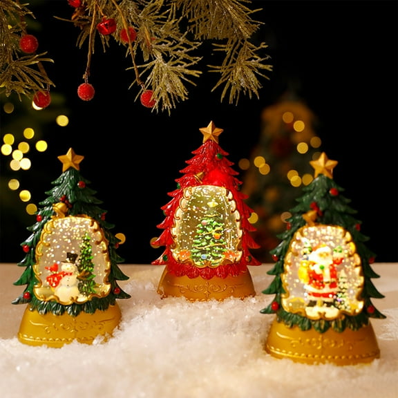 Gnmfd Christmas Tree Night Light Decoration, Glowing Holiday Lamp for Home Office Dining Room, Festive Tabletop Decor, Holiday Party Favors, LED Warm Glow, Gift Idea, Green Red Lights