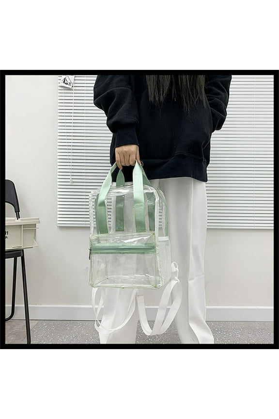 Clear PVC Backpack Heavy Duty Transparent School Book Bag, Large Capacity Organizer with Waterproof Storage, Travel Stadium Events Essentials for Students Adults