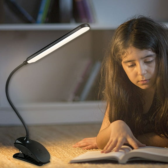 Gnmfd Clip Reading USB Desk Lamp 3 Color Modes Eye Protection Flexible 360° Gooseneck Book Light for Desk, Bedside, Office, Study, Bedroom, Adjustable Brightness LED Lighting