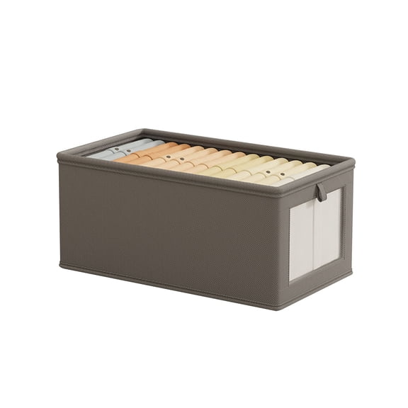 Gnmfd Cloth Window Bedroom Clothes Storage Box with Lid, Foldable Storage Bin for Closet Organizers and Storage, Reinforced Handles for Easy Pull-Out, Stackable Wardrobe Storage