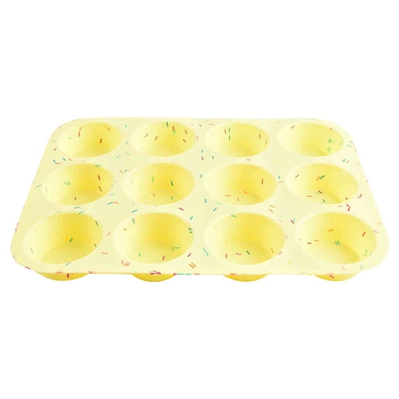 Gnmfd Colorful 12 Cup Muffin Pan Round Pudding Cake Baking Tray for Oven Microwave Reusable Dessert Baking Tool Home Kitchen Party Use