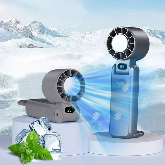 Gnmfd Coolings Fan Silent USB Air Conditioner Mini Desktop Rechargeable Brushless Vertical Blowing 100 Speeds Foldable Ice Making Fan for Bedroom Office Outdoor Summer Portable Cooling