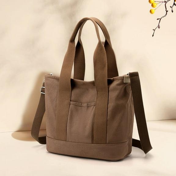 Gnmfd Cotton Canvas Shoulder Bag for Men Women, Vintage Travel Satchel with Adjustable Strap and Padded Laptop Sleeve, Large Storage Pockets for Work School College Travel