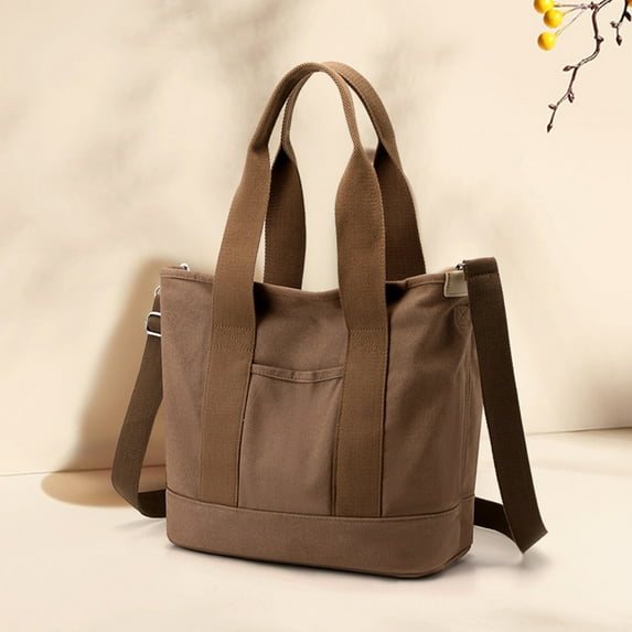 Gnmfd Cotton Canvas Shoulder Bag for Men Women, Vintage Travel Satchel with Adjustable Strap and Padded Laptop Sleeve, Large Storage Pockets for Work School College Travel