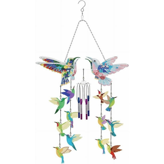 Gnmfd DIY Diamond Art Painting Wind Chime Kit 3D Hanging Ornament for Spring Garden Home Decor Office Car Crafting Relaxation Therapy Stress Relief Blanket Basket Blanket Storage