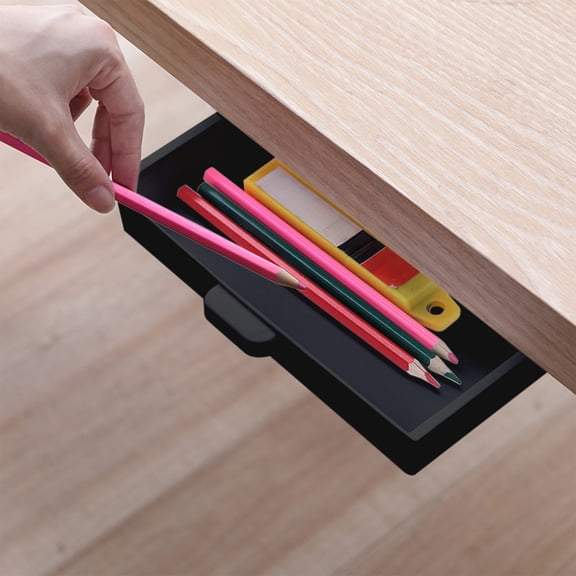 Gnmfd Under Desk Drawer Organizer Self Adhesive Office Storage Box Large Capacity Stationery Holder for Home Office Workspace Desk Organization Essentials Storage Shelves Cubes
