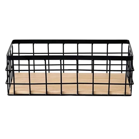 Gnmfd No Drilling Wall Mounted Metal Wire Basket for Kitchen Pantry Storage, Space Saving Organizer for Snacks Bottles Spices Vegetables, Mounted Storage for Bathroom Office Supplies Decor