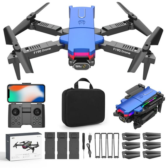 Gnmfd Drone with Dual 4K FPV Camera for Adults and Beginners, Foldable RC Quadcopter with Altitude Hold, Headless Mode, Trajectory Flight, Extra Battery, Outdoor Travel, Big Drones for Adults