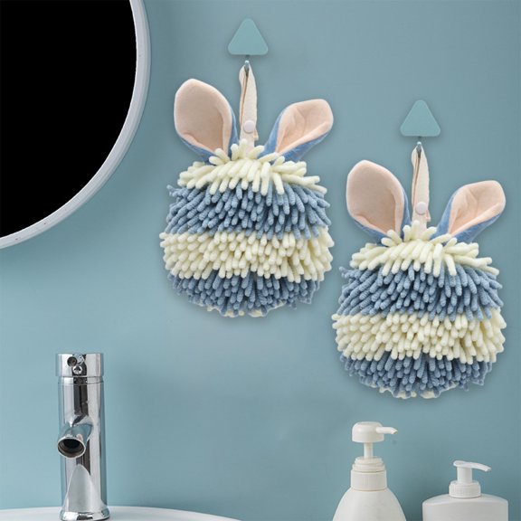 Gnmfd Ear Chenille Hand Towel Set, Hanging Thick Absorbent Microfiber Hand Wipe Balls for Kitchen, Bathroom, Quick Dry Soft Towels for Home, Spa, Gym, Decorative and Practical Hand Towels, Pack of 2