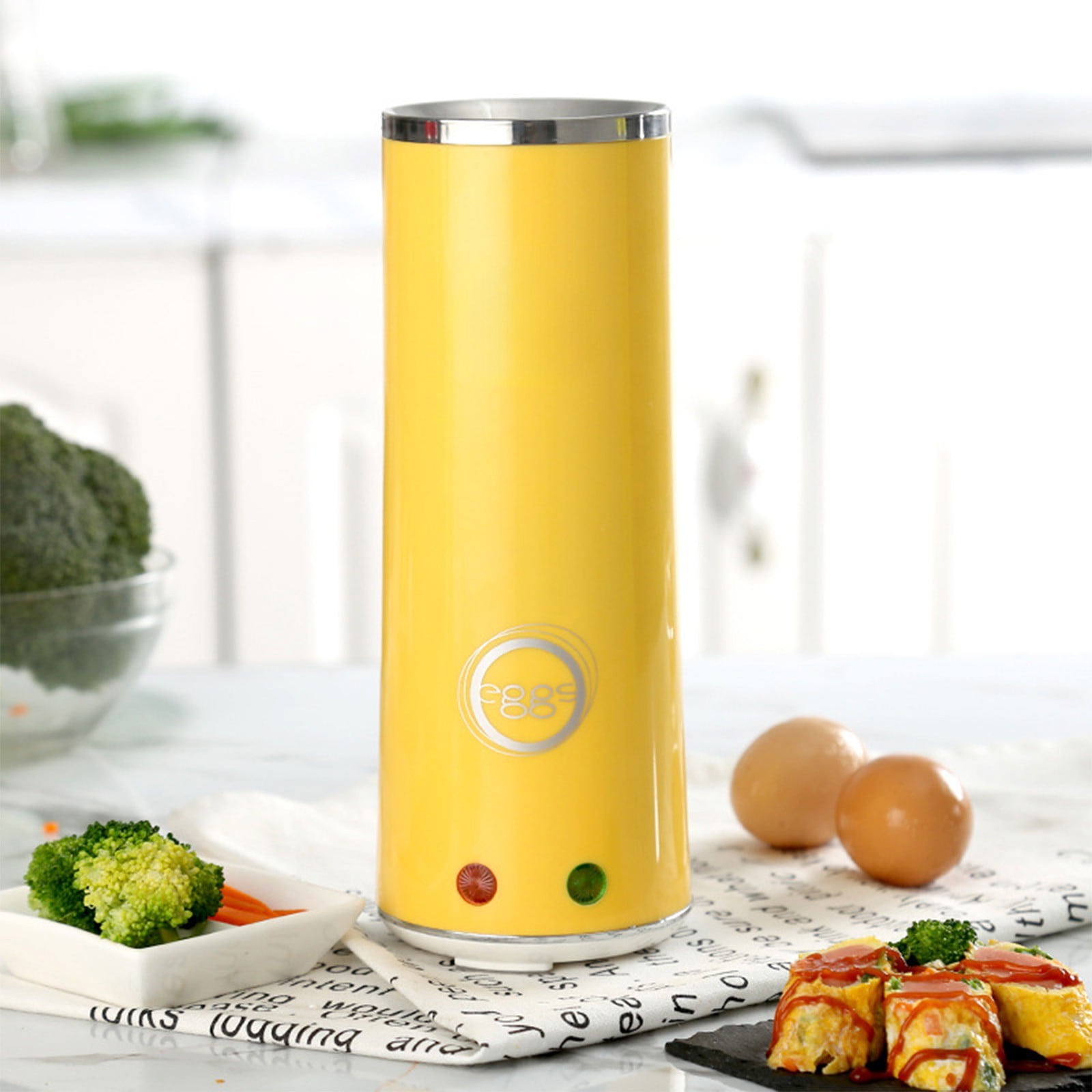 Gnmfd Eggs Roll Machine Breakfast Cooker, Hot Dog Omelet Maker, Non-Stick Household Egg Roll Warmer with Cleaning Brush Oil Brush Skewers for Quick Easy Breakfast Cooking