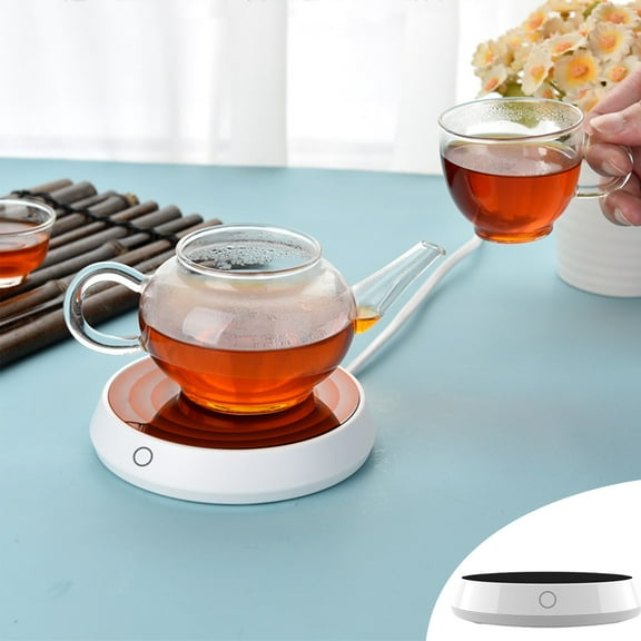 Gnmfd Electric Cup Warmer for Coffee Tea Cocoa Milk, Tempered Glass Panel with Automatic Shut-Off, Keeps Drinks Warm for Home Office Travel, Suitable for Ceramic Metal Glass Cups