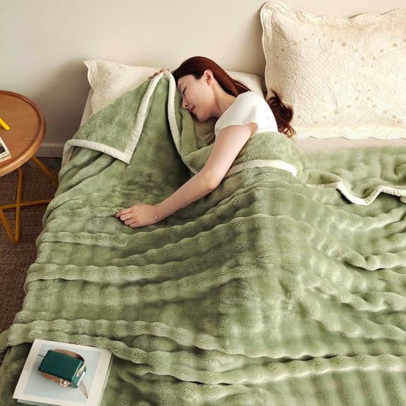 Gnmfd Flannel Fleece Blanket 70.9"x78.7" Large Reversible Embroidered Blanket for Sofa Office Nap Travel, Soft Cozy Throw Blanket for Bedroom Living Room Christmas Holiday Gift