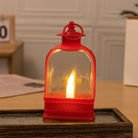 Gnmfd Flat Style LED Electronic Lantern Oil Lamp, Flameless Night Light Decor for Dining Table Christmas Holiday Ambience for Home Seasonal Party Displays 6.10"x3.35"x1.85"