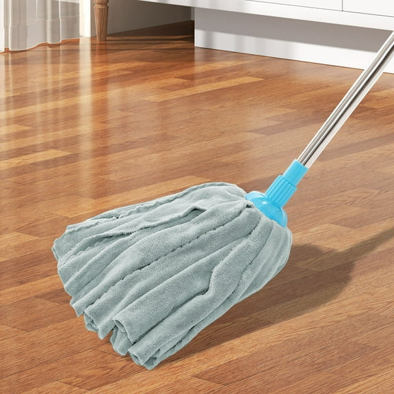 Gnmfd Fleece Mop Thickened Absorbent Round Head Flat Mop, Traditional Floor Cleaning Tool for Hardwood Tile Laminate, Strong Water Absorption and Durable, Easy to Clean and Reach Corners