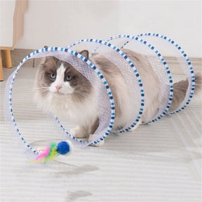 Gnmfd Foldable Cat Tunnel Toy Interactive S-Shaped Hunting Tunnel with Toy Mice Feathers for Indoor Cats Pet Exercise Play Tunnel for Puppies Rabbits Small Animals Blanket Throw Blanket