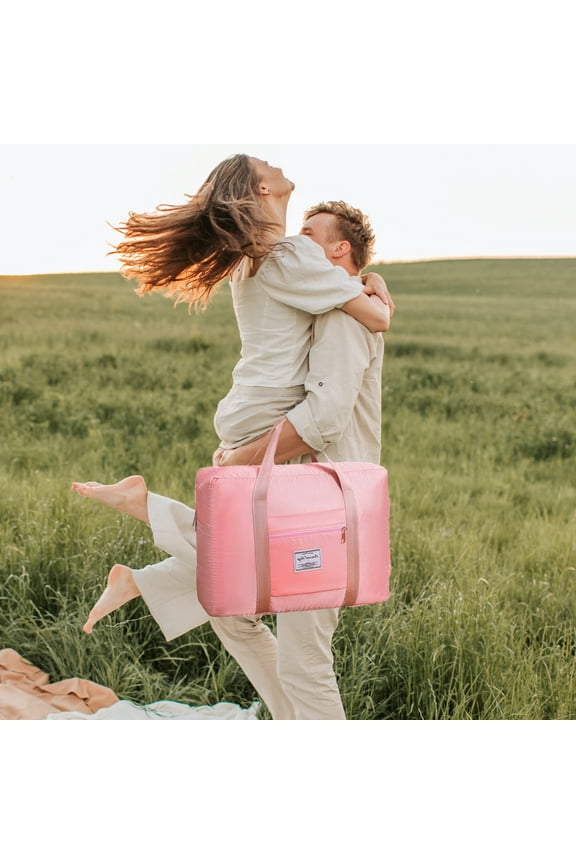 Foldable Travel Duffel Bag Tote Gym Sports Luggage Bag for Women Men, Large Weekend Boarding Bag for Airplane Travel, Multiple Pockets Organizer, Closet Organizers and Storage