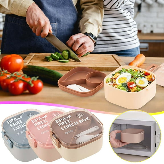 Gnmfd Food-Grade Double-Layer Lunch Box, Leak-Proof Microwaveable Meal Prep Container for Office Work Travel with Sealed Compartments Portion Control and Easy Carry