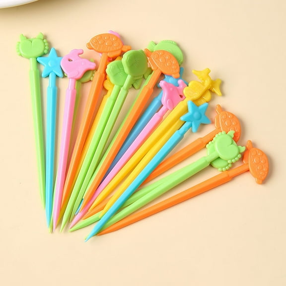 Gnmfd Fruit Fork Plastic Dessert Picks Lunch Box Snack Food Decoration for Party Catering Wedding Picnic Kitchen Table Home Entertaining Use