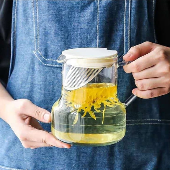 Gnmfd Glass Cold Water Kettle, Elegant High-Temperature Resistant Glass Teapot, Explosion-Proof and Heat Resistant, Perfect for Boiling Water, Tea and Cold Beverages, Great for Home Use