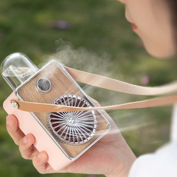 Gnmfd Handheld Wearable Neck Fan with 3 Speeds, Portable USB Cooling Fan with Night Light Humidifier Function for Travel Outdoor Sports Home Office, Lightweight Hands-Free Personal Cooler Use