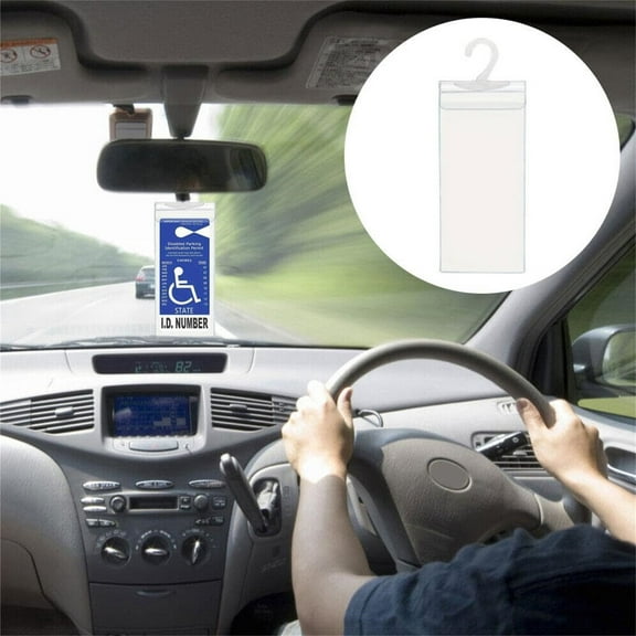 Gnmfd Handicap Placard Transparent Protective Cover Universal Car Accessories for Disabled Parking Permit Sun Visor Holder for Vehicle Rearview Mirror Organization Easy Display Essentials