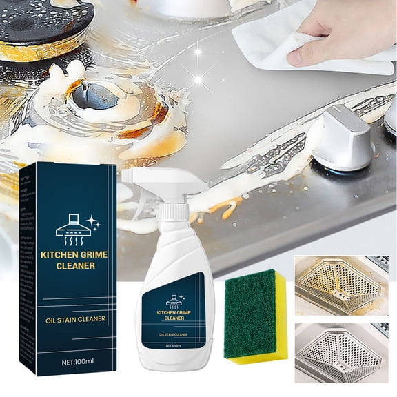 Gnmfd Heavy Oil Stain Remover Foam Spray 100ml, Powerful Grease & Stubborn Stain Remover, Multi-Surface Cleaner for Kitchen & Appliances, Lemon Scented & Non-Irritating