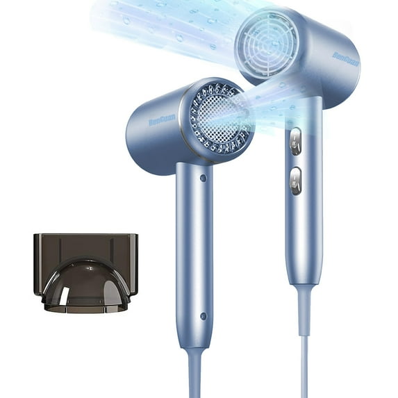 Gnmfd High Speed Ionic Hair Dryer with Brushless Motor, Fast Drying Low Noise Temperature Control Hair Dryer with Concentrator Nozzle for Home Salon Bedroom Styling Anti-Frizz Hair Care