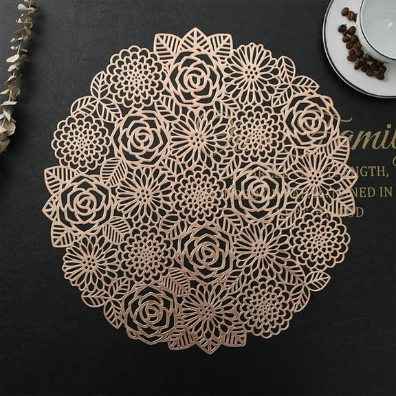 Gnmfd Hollow PVC Leather Placemat Heat Insulation Table Mat Non-Slip Coffee Mats Kitchen Dining Decor for Party Thanksgiving Holiday Home Table Setting