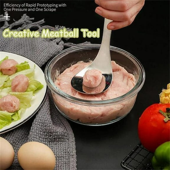 Gnmfd Homemade Meatball Stainless Steel Pressing Maker, Creative Kitchen Tool for Shaping Round Meatballs Sausage, Safe Easy Clean Cooking Tool