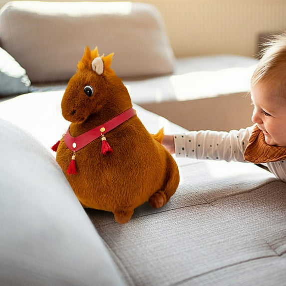 Gnmfd Horse Plush Doll Year of the Horse Gift Toy Ornament, Soft Decorative Figurine for Home Office Holiday Display, Unique Collectible, Christmas Party Favor, Seasonal Holiday Decor