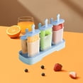 thumbnail image 1 of Gnmfd Ice Cream Mold Popsicle Maker DIY Freezer Tray 4 Grid Plastic Ice Lattice Box Reusable Popsicle Holder for Homemade Frozen Dessert Summer Gift, 1 of 6