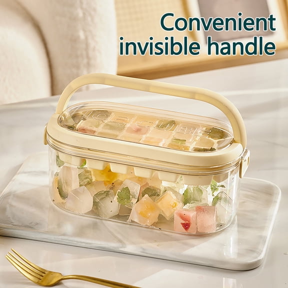 Gnmfd Ice Lattice Large Capacity Ice Cube Maker Food Grade Refrigerator Portable Storage Box with Transparent Lid for Party Drinks Summer Outdoor Entertaining