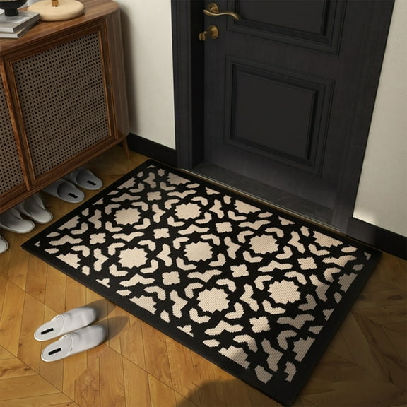 Gnmfd Indoor Door Mat Non-Slip Easy to Clean Front Doormat for Entryway, Low Profile Floor Mat Traps Dirt and Mud, Machine Washable Welcome Rug for Hallway, Porch, Kitchen, Living Room