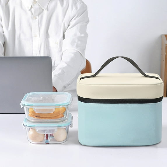 Gnmfd Insulated Lunch Bag Double Layer Cooler Tote for Work Travel Picnic, Thermal Bento Bag with Dual Compartments for Milk Bottles Food Snacks, Lightweight Waterproof Lunch Box for Outdoor Dining