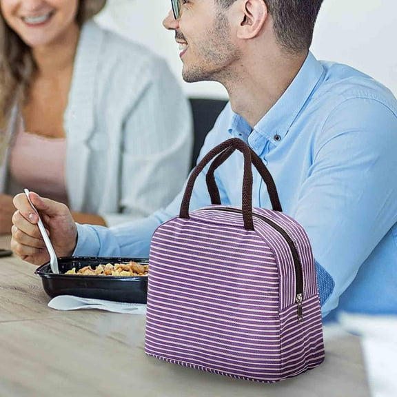 Gnmfd Insulated Lunch Bag Storage Organizer Reusable Thermal Tote Storage Box Cooler Bag with Zipper Aluminum Lining Picnic Bag for Office Work Travel Outdoor Storage Bins with Lids Storages