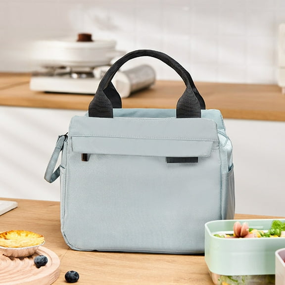 Gnmfd Insulated Lunchbox Tote Bag for Office, Large Capacity Canvas Bento Bag with Thermal Insulation, Double Zipper Design, Perfect for School, Family Picnics, and Work, Food Storage Bin with Lid